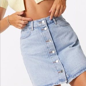 ASOS DESIGN denim button through skirt